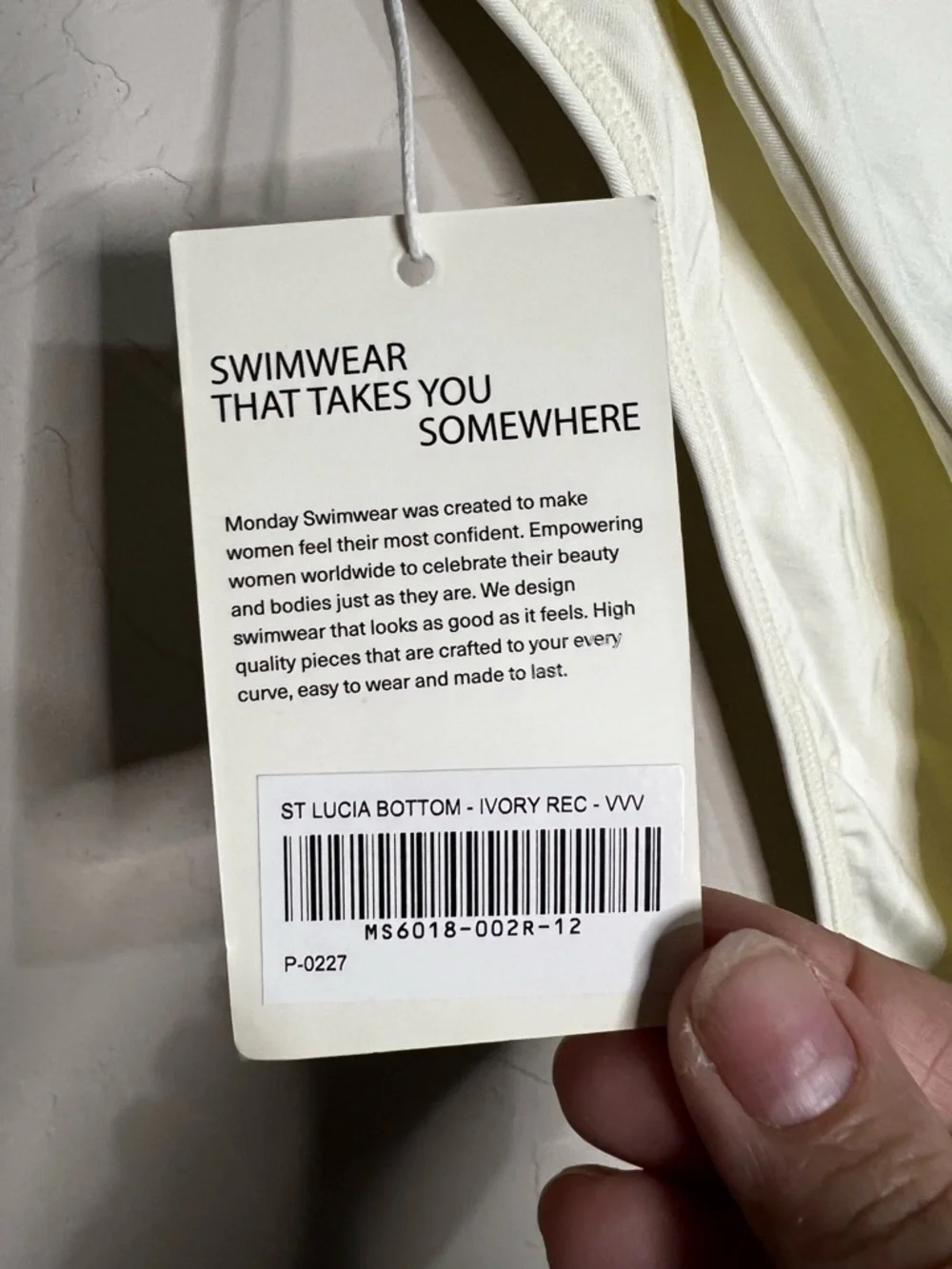 Mondays Swimwear NWT St. Lucia Ivory V Front Cheeky‎ Bikini Bottoms
